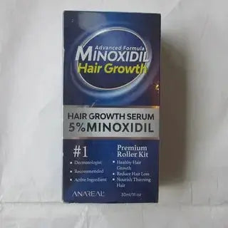 Mirvalisii Effective Hair Growth Serum with Minoxidil in dark blue box featuring product details, 30ml, for nourishing and revitalizing hair.